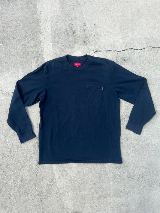 Supreme navy pocket l/s